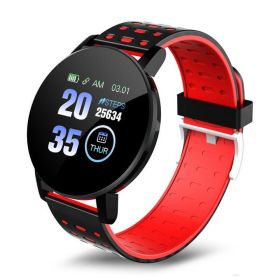 119 Plus Heart Rate Blood Pressure Sports Fitness Smart Watch (Color: Red)