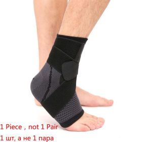 1 PC Sports Ankle Brace Compression Strap Sleeves Support 3D Weave Elastic Bandage Foot Protective Gear (Color: 1 Piece  Black)