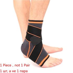 1 PC Sports Ankle Brace Compression Strap Sleeves Support 3D Weave Elastic Bandage Foot Protective Gear (Color: 1 Piece  Orange)