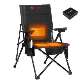 ANTARCTICA GEAR Heated Camping Chair with 12V 16000mAh Battery Pack, Heated Portable Chair, Perfect for Camping, Outdoor Sports, Picnics, and Beach Pa (Color: Black)