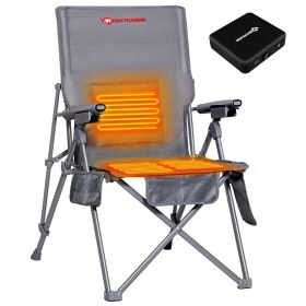 ANTARCTICA GEAR Heated Camping Chair with 12V 16000mAh Battery Pack, Heated Portable Chair, Perfect for Camping, Outdoor Sports, Picnics, and Beach Pa (Color: Grey)