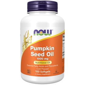 NOW Supplements, Pumpkin Seed Oil 1000 mg with Essential Fatty Acids and Phytosterols, Cold Pressed, 100 Softgels (Brand: NOW)