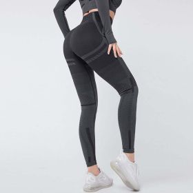 Popular Running Sports Yoga Pants High Waist Hip Lift Tights Quick Drying (Color: Black, size: L)
