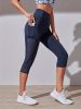 High Waist Yoga Capri Pants, Tummy Control Sports Legging Capri For Women With Out Pockets And Mesh Design