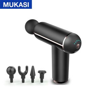 MUKASI LCD Display Massage Gun Portable Percussion Pistol Massager For Body Neck Deep Tissue Muscle Relaxation Gout Pain Relief (Color: Black Button)
